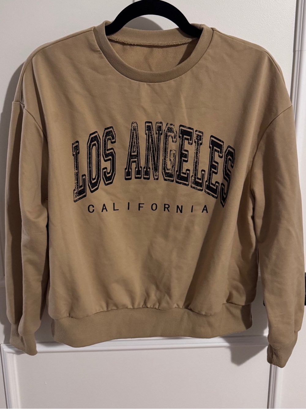 SHEIN Tan "Los Angeles" Graphic Crewneck Sweatshirt